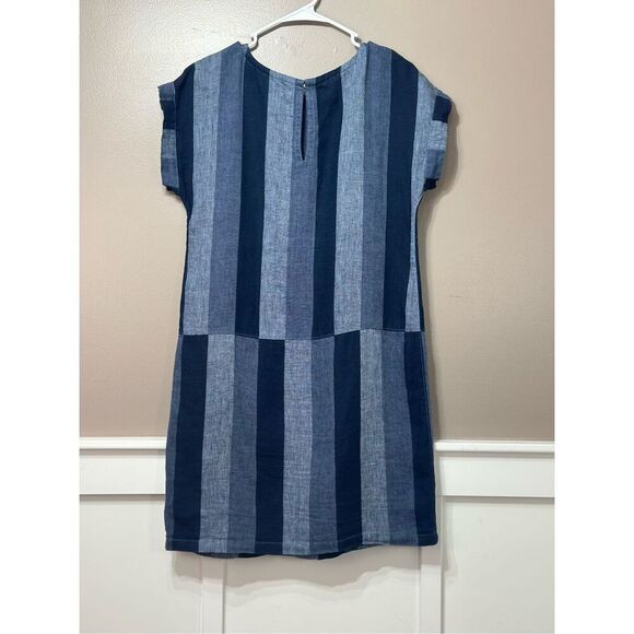 NWOT Garnett Hill Meraki Linen Patchwork Denim Boat Neckline Dress Women's S - Picture 11 of 12